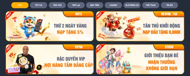 NEW88 thường xuyên tung ra các chương trình khuyến mãi siêu hấp dẫn